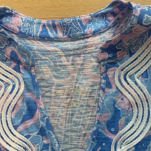 Lilly Pulitzer Kaia Knit Tunic Top Boca Blue Sea What I Sea Size Like New Small - Picture 2 of 9
